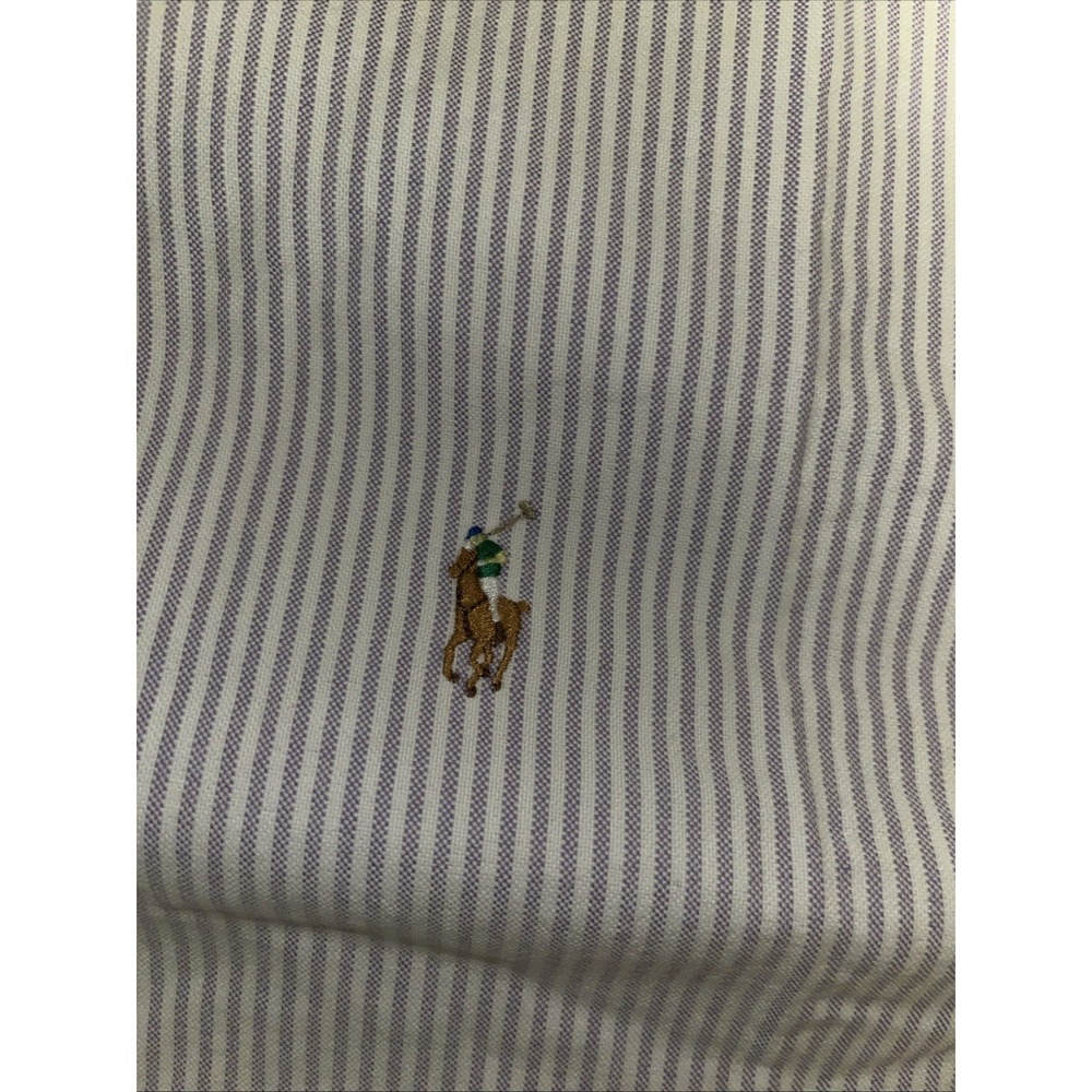 Polo Ralph Lauren XXL Classic Fit Pinstripe Button Down Shirt Flesh Pony 36/37 - Picture 16 of 16